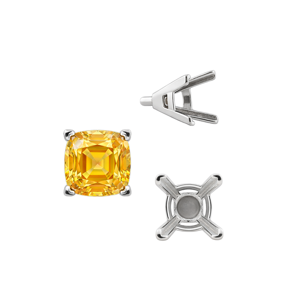 ITI NYC V-End Square Solitaire Settings With Peg in Sterling Silver (3.50 mm - 12.00 mm)