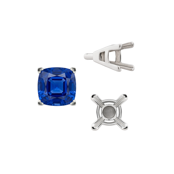ITI NYC V-End Square Solitaire Settings With Peg in Sterling Silver (3.50 mm - 12.00 mm)