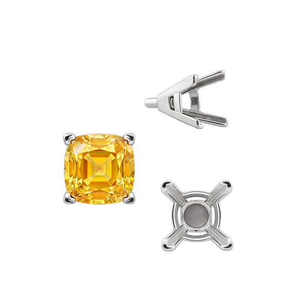 ITI NYC V-End Square Solitaire Settings With Peg in Sterling Silver (3.50 mm - 12.00 mm)