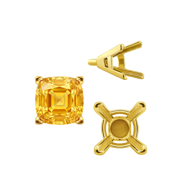 ITI NYC V-End Square Solitaire Settings With Peg in 14K Gold (4.50 mm - 11.00 mm)