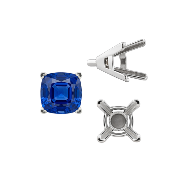 ITI NYC V-End Square Solitaire Settings With Peg in Sterling Silver (3.50 mm - 12.00 mm)