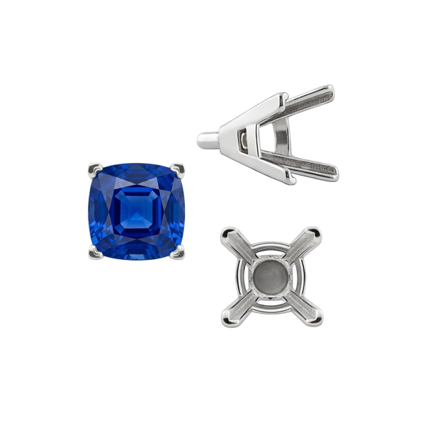 ITI NYC V-End Square Solitaire Settings With Peg in Sterling Silver (3.50 mm - 12.00 mm)
