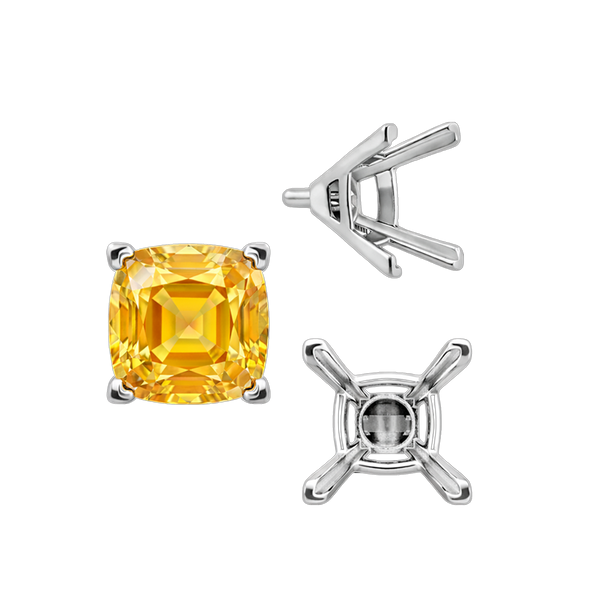 ITI NYC V-End Square Solitaire Settings With Peg in Sterling Silver (3.50 mm - 12.00 mm)
