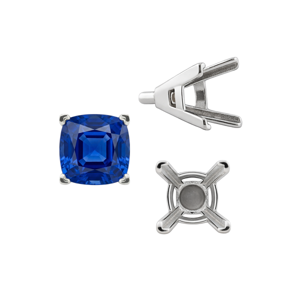 ITI NYC V-End Square Solitaire Settings With Peg in Sterling Silver (3.50 mm - 12.00 mm)