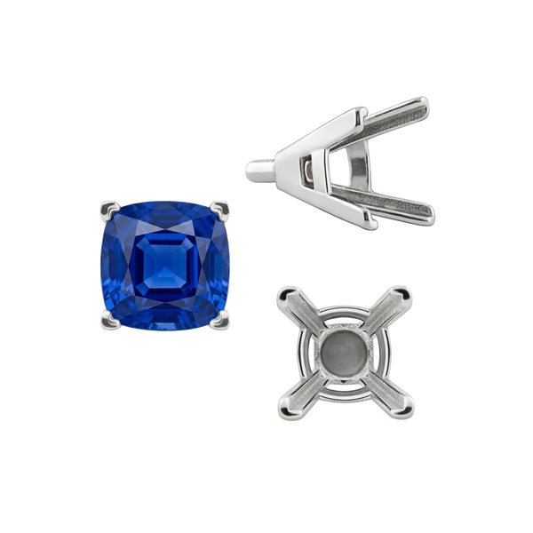 ITI NYC V-End Square Solitaire Settings With Peg in Sterling Silver (3.50 mm - 12.00 mm)