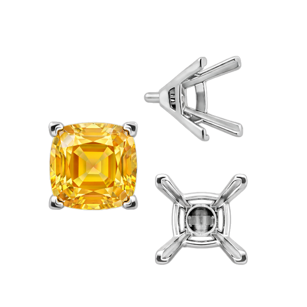 ITI NYC V-End Square Solitaire Settings With Peg in Sterling Silver (3.50 mm - 12.00 mm)
