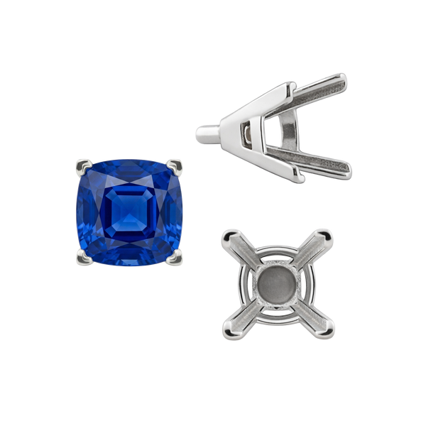 ITI NYC V-End Square Solitaire Settings With Peg in Sterling Silver (3.50 mm - 12.00 mm)