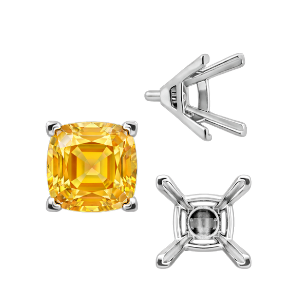 ITI NYC V-End Square Solitaire Settings With Peg in Sterling Silver (3.50 mm - 12.00 mm)