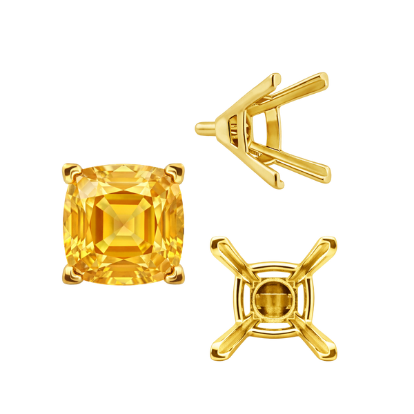ITI NYC V-End Square Solitaire Settings With Peg in 18K Gold (4.50 mm - 11.00 mm)