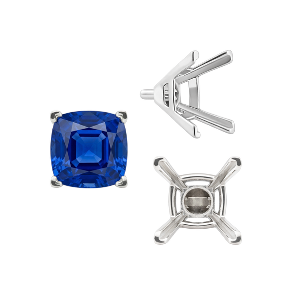 ITI NYC V-End Square Solitaire Settings With Peg in Sterling Silver (3.50 mm - 12.00 mm)