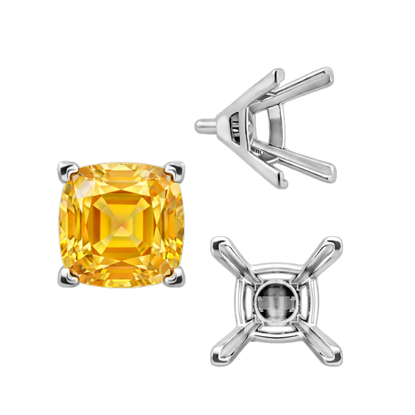 ITI NYC V-End Square Solitaire Settings With Peg in Sterling Silver (3.50 mm - 12.00 mm)
