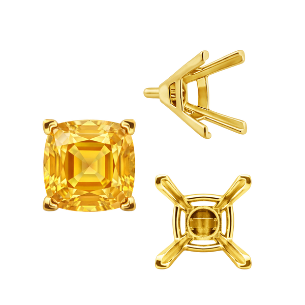 ITI NYC V-End Square Solitaire Settings With Peg in 18K Gold (4.50 mm - 11.00 mm)