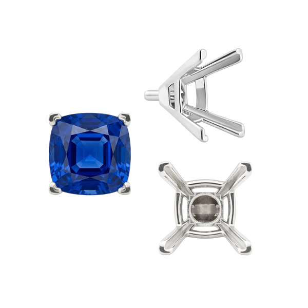 ITI NYC V-End Square Solitaire Settings With Peg in Sterling Silver (3.50 mm - 12.00 mm)