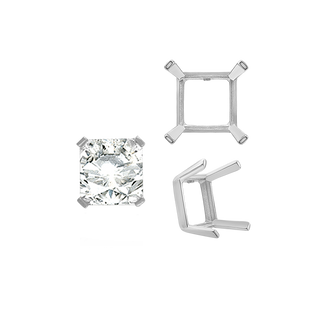 ITI NYC Four Prong Square Single Wire Settings in Sterling Silver (3.00 mm - 15.00 mm)