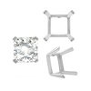 ITI NYC Four Prong Square Single Wire Settings in Sterling Silver (3.00 mm - 15.00 mm)