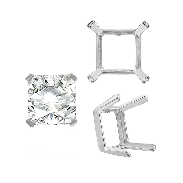 ITI NYC Four Prong Square Single Wire Settings in 14K Gold (3.00 mm - 15.00 mm)