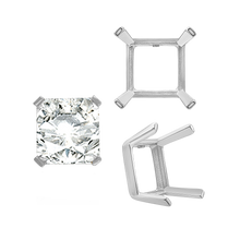 Load image into Gallery viewer, ITI NYC Four Prong Square Single Wire Settings in Sterling Silver (3.00 mm - 15.00 mm)
