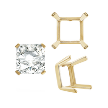 Load image into Gallery viewer, ITI NYC Four Prong Square Single Wire Settings in 14K Gold (3.00 mm - 15.00 mm)

