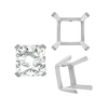 ITI NYC Four Prong Square Single Wire Settings in Sterling Silver (3.00 mm - 15.00 mm)