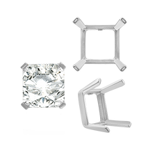 Load image into Gallery viewer, ITI NYC Four Prong Square Single Wire Settings in Sterling Silver (3.00 mm - 15.00 mm)
