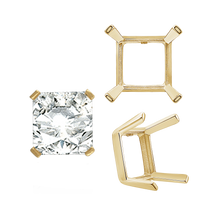 Load image into Gallery viewer, ITI NYC Four Prong Square Single Wire Settings in 14K Gold (3.00 mm - 15.00 mm)
