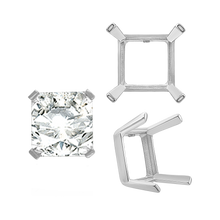Load image into Gallery viewer, ITI NYC Four Prong Square Single Wire Settings in Sterling Silver (3.00 mm - 15.00 mm)
