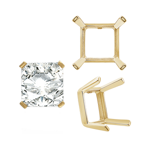 ITI NYC Four Prong Square Single Wire Settings in 14K Gold (3.00 mm - 15.00 mm)