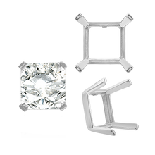 Load image into Gallery viewer, ITI NYC Four Prong Square Single Wire Settings in Sterling Silver (3.00 mm - 15.00 mm)
