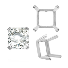 Load image into Gallery viewer, ITI NYC Four Prong Square Single Wire Settings in Sterling Silver (3.00 mm - 15.00 mm)
