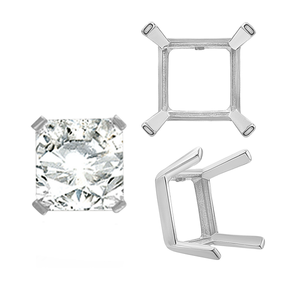 ITI NYC Four Prong Square Single Wire Settings in 14K Gold (3.00 mm - 15.00 mm)