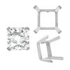 ITI NYC Four Prong Square Single Wire Settings in Sterling Silver (3.00 mm - 15.00 mm)