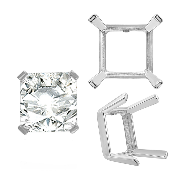 ITI NYC Four Prong Square Single Wire Settings in 14K Gold (3.00 mm - 15.00 mm)