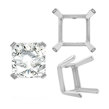 Load image into Gallery viewer, ITI NYC Four Prong Square Single Wire Settings in Sterling Silver (3.00 mm - 15.00 mm)
