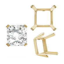 Load image into Gallery viewer, ITI NYC Four Prong Square Single Wire Settings in 14K Gold (3.00 mm - 15.00 mm)
