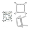 ITI NYC Four Prong Square Single Wire Settings in Sterling Silver (3.00 mm - 15.00 mm)