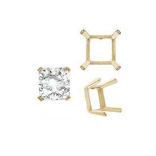 ITI NYC Four Prong Square Single Wire Settings in 14K Gold (3.00 mm - 15.00 mm)