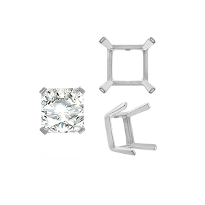 ITI NYC Four Prong Square Single Wire Settings in Sterling Silver (3.00 mm - 15.00 mm)