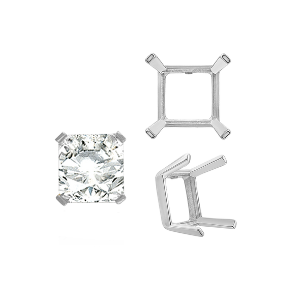 ITI NYC Four Prong Square Single Wire Settings in 14K Gold (3.00 mm - 15.00 mm)