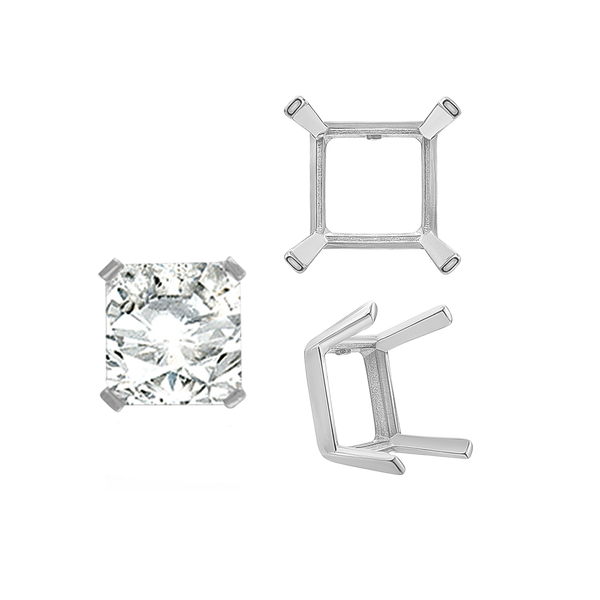 ITI NYC Four Prong Square Single Wire Settings in 14K Gold (3.00 mm - 15.00 mm)