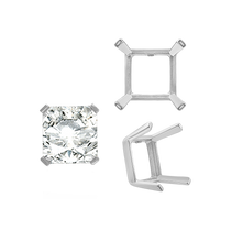 Load image into Gallery viewer, ITI NYC Four Prong Square Single Wire Settings in Sterling Silver (3.00 mm - 15.00 mm)
