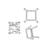 ITI NYC Four Prong Square Single Wire Settings in Sterling Silver (3.00 mm - 15.00 mm)
