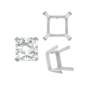 ITI NYC Four Prong Square Single Wire Settings in Sterling Silver (3.00 mm - 15.00 mm)