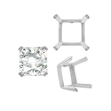 Load image into Gallery viewer, ITI NYC Four Prong Square Single Wire Settings in Sterling Silver (3.00 mm - 15.00 mm)
