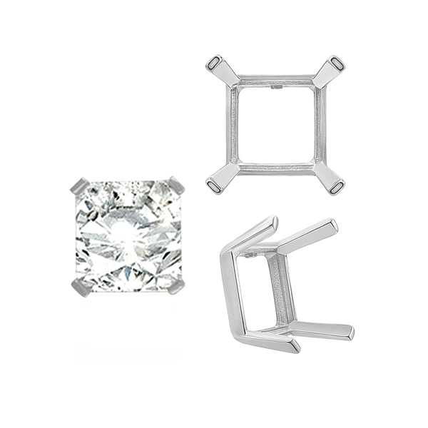 ITI NYC Four Prong Square Single Wire Settings in 14K Gold (3.00 mm - 15.00 mm)