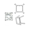 ITI NYC Four Prong Square Single Wire Settings in Sterling Silver (3.00 mm - 15.00 mm)