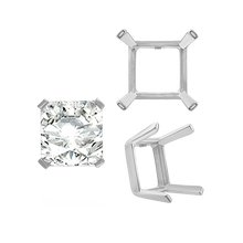 Load image into Gallery viewer, ITI NYC Four Prong Square Single Wire Settings in Sterling Silver (3.00 mm - 15.00 mm)
