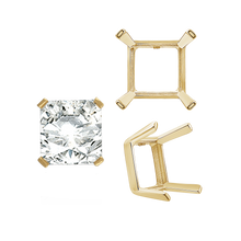 Load image into Gallery viewer, ITI NYC Four Prong Square Single Wire Settings in 14K Gold (3.00 mm - 15.00 mm)
