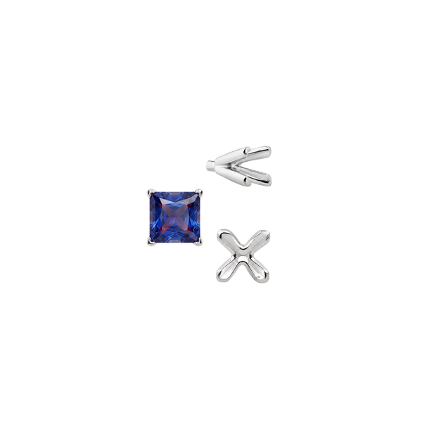 ITI NYC V-End Square Solitaire Settings With Peg in Sterling Silver (2.50 mm - 9.00 mm)