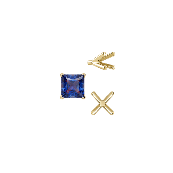 ITI NYC V-End Square Solitaire Settings With Peg in 18K Gold (2.50 mm - 9.00 mm)