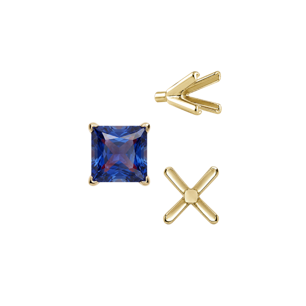 ITI NYC V-End Square Solitaire Settings With Peg in 14K Gold (2.50 mm - 9.00 mm)